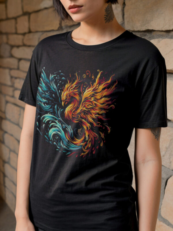 Fire Water Phoenix T-Shirt - Image 3