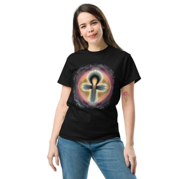 Psychedelic Egyptian Ankh Op Art Tee (black, navy) - Image 3