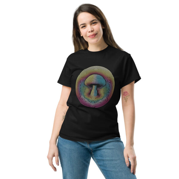 Psychedelic Mushroom Op Art Tee (black, navy) - Image 3