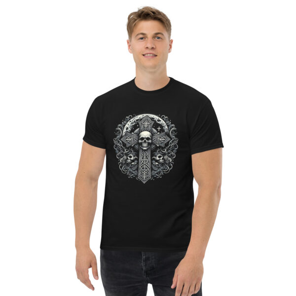 Celtic Cross Graphic Art Goth Metal Tee (black, navy) - Image 6