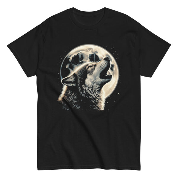 Wolf Howling at Moon Detailed Art Graphic Tee