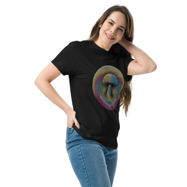 Psychedelic Mushroom Op Art Tee (black, navy) - Image 5