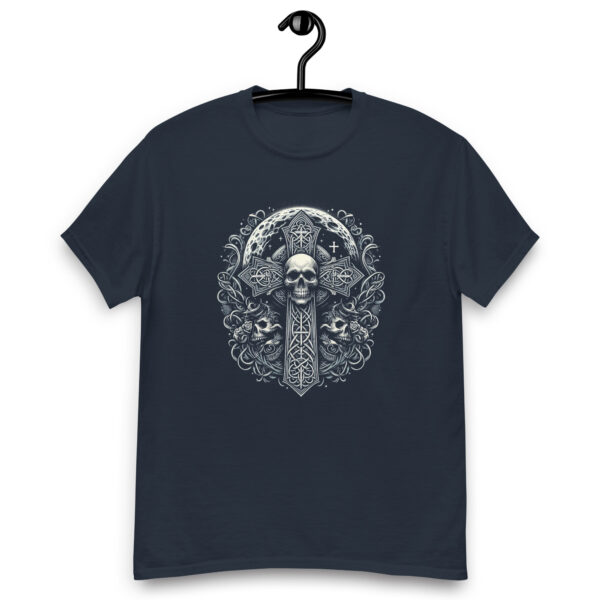 Celtic Cross Graphic Art Goth Metal Tee (black, navy) - Image 9