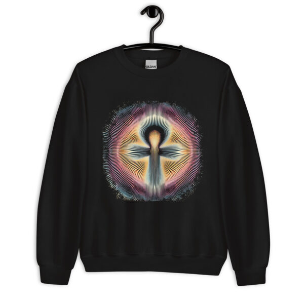 Retro Psychedelic Op Art Egyptian Ankh Symbol Sweatshirt (black, navy)