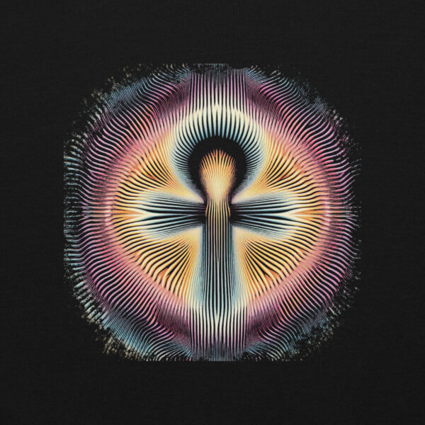 Psychedelic Egyptian Ankh Op Art Tee (black, navy) - Image 2