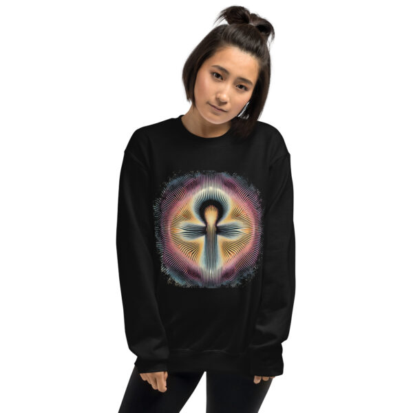 Retro Psychedelic Op Art Egyptian Ankh Symbol Sweatshirt (black, navy) - Image 4