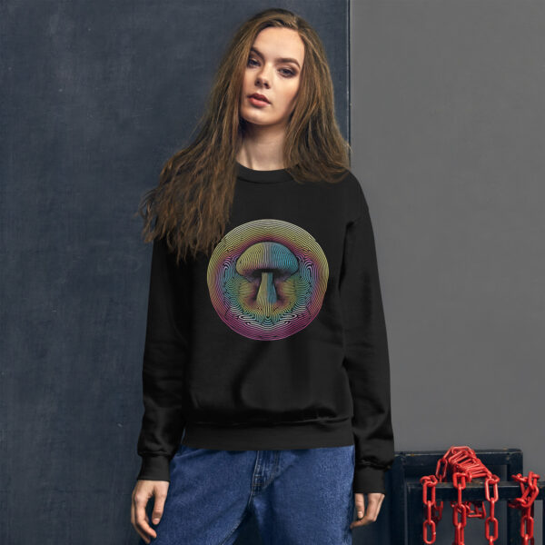 Psychedelic Mushroom Op Art Sweatshirt (black, navy) - Image 3