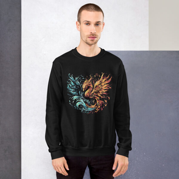 Fire Water Phoenix Sweatshirt (Black, Navy) - Image 5