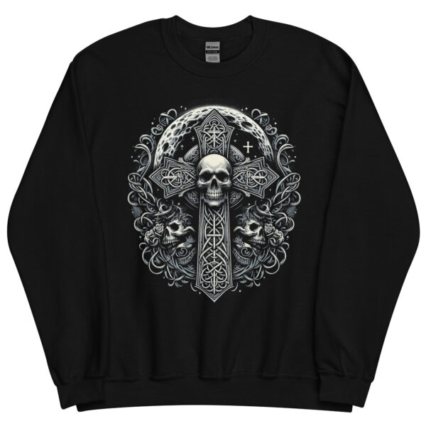 Celtic Cross and Skull Ornate Goth Sweatshirt (Black, Navy)