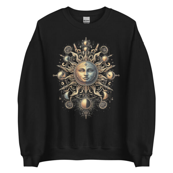 Sun Moon Tarot Inspired Alt-Spiritual Ornate Sweatshirt (Black, Navy)