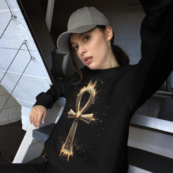 Egyptian Ankh Gold Mystic Symbol Sweatshirt (Black, Navy) - Image 3