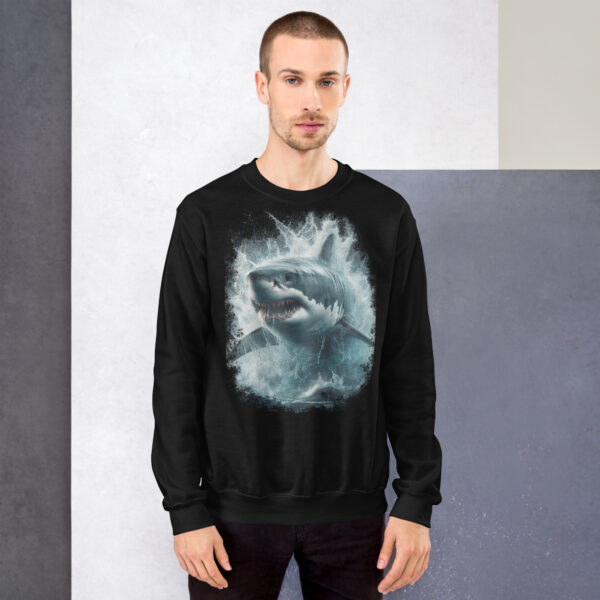 Great White Shark Captivating Detailed Graphic Art Sweatshirt (Black, Navy) - Image 4