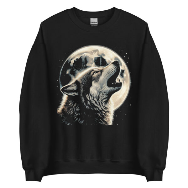 Howling Wolf Detailed Nature Graphic Sweatshirt (Black, Navy)