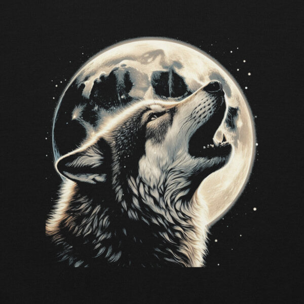 Howling Wolf Detailed Nature Graphic Sweatshirt (Black, Navy) - Image 2