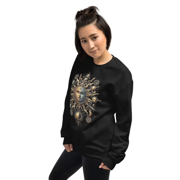 Sun Moon Tarot Inspired Alt-Spiritual Ornate Sweatshirt (Black, Navy) - Image 6