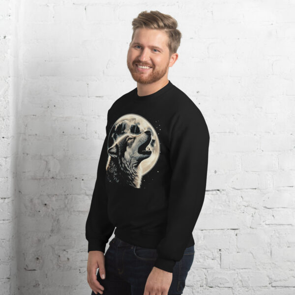 Howling Wolf Detailed Nature Graphic Sweatshirt (Black, Navy) - Image 6