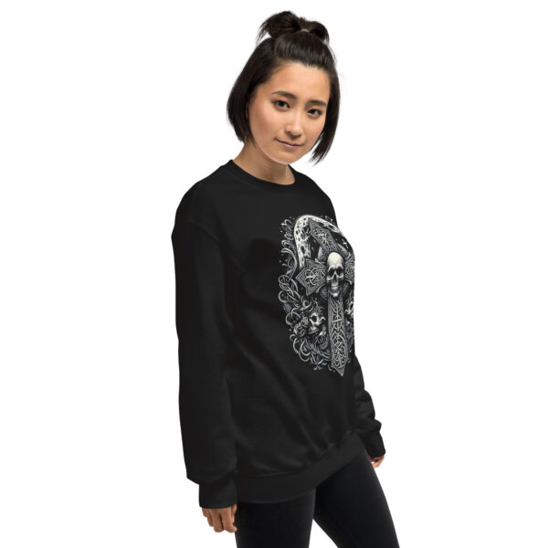 Celtic Cross and Skull Ornate Goth Sweatshirt (Black, Navy) - Image 7