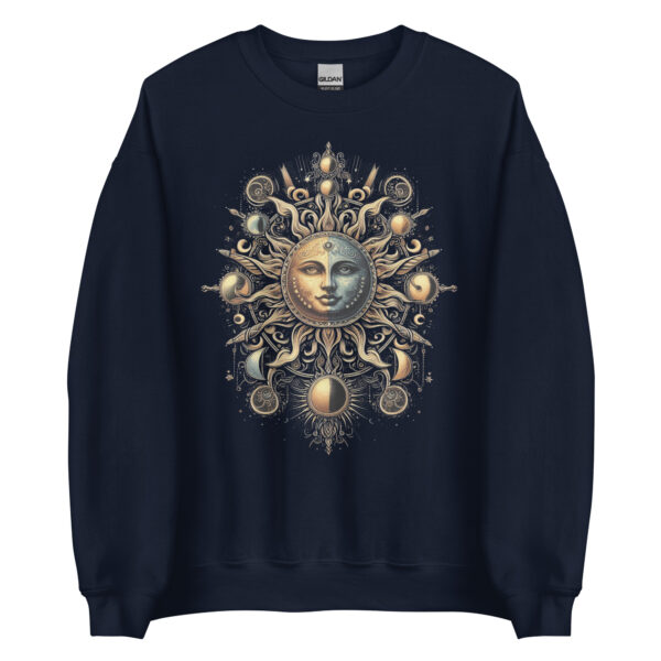 Sun Moon Tarot Inspired Alt-Spiritual Ornate Sweatshirt (Black, Navy) - Image 7