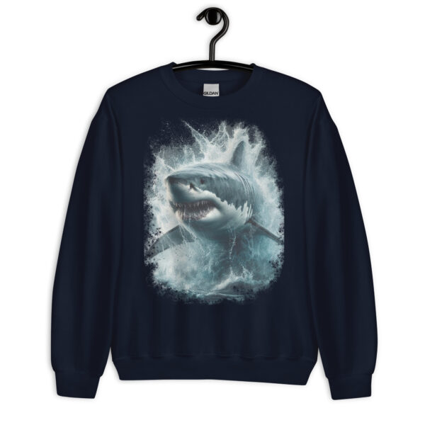 Great White Shark Captivating Detailed Graphic Art Sweatshirt (Black, Navy) - Image 7