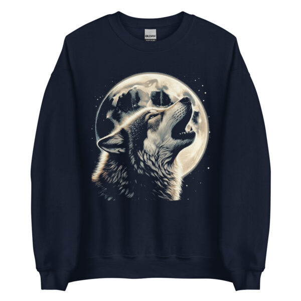 Howling Wolf Detailed Nature Graphic Sweatshirt (Black, Navy) - Image 7