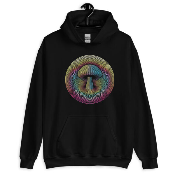 Retro Psychedelic Mushroom Op Art Hoodie (black, navy)