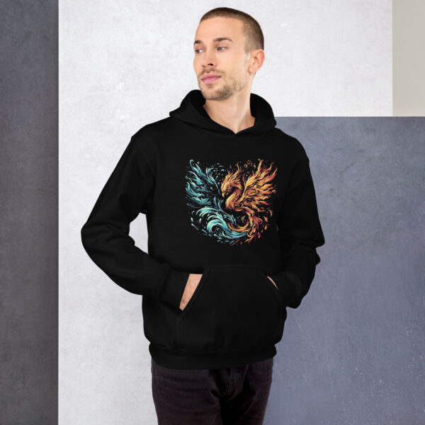 Fire Water Phoenix Hoodie (Black, Navy) - Image 3