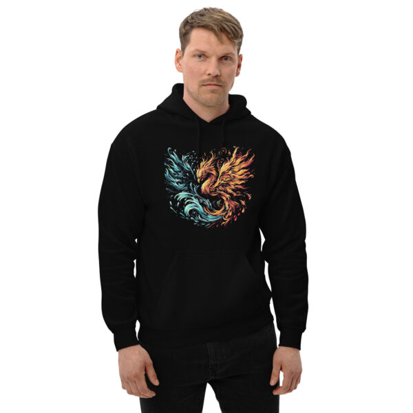 Fire Water Phoenix Hoodie (Black, Navy) - Image 4