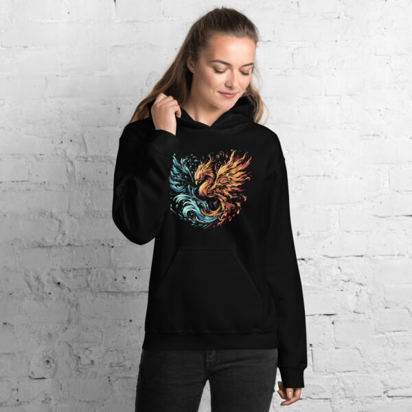 Fire Water Phoenix Hoodie (Black, Navy) - Image 5