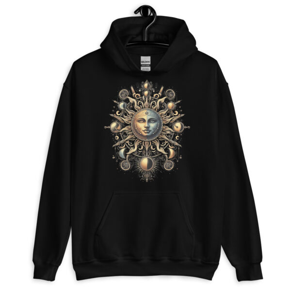 Sun Moon Tarot Mystical Design Hoodie (Black, Navy)