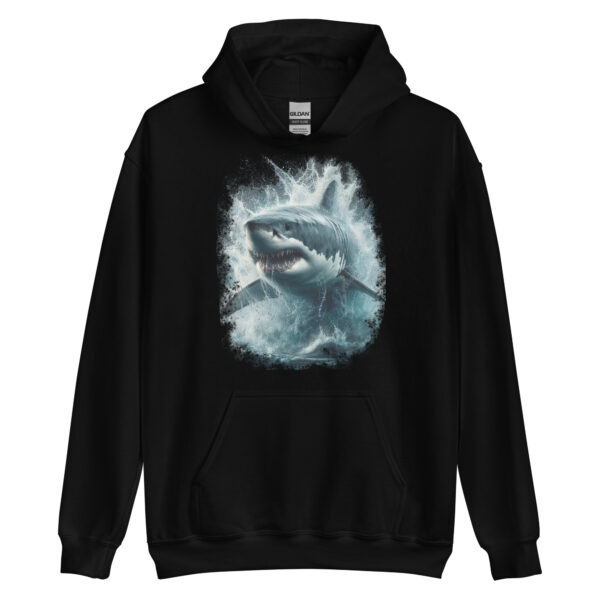 Great White Shark Detailed Art Graphic Hoodie (Black, Navy)