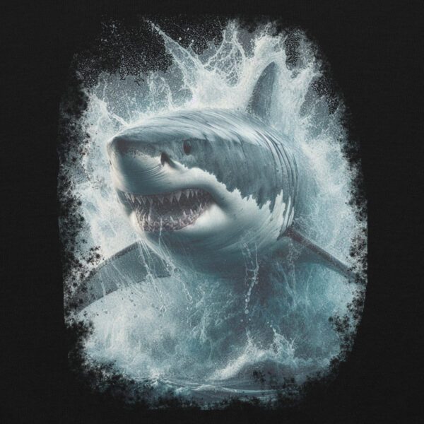 Great White Shark Detailed Art Graphic Hoodie (Black, Navy) - Image 2