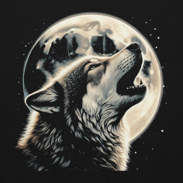 Wolf Howl Detailed Graphic Nature Hoodie (Black, Navy) - Image 2