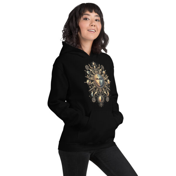 Sun Moon Tarot Mystical Design Hoodie (Black, Navy) - Image 5