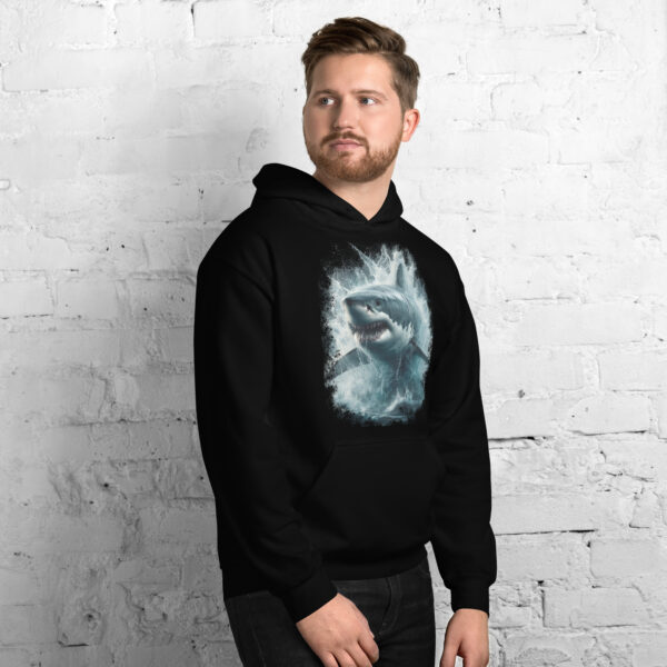 Great White Shark Detailed Art Graphic Hoodie (Black, Navy) - Image 5