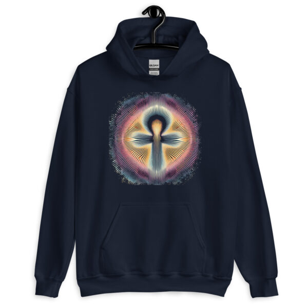 Egyptian Ankh Symbol Retro Op Art Hoodie (black, navy) - Image 7