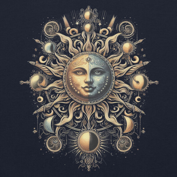 Sun Moon Tarot Mystical Design Hoodie (Black, Navy) - Image 2