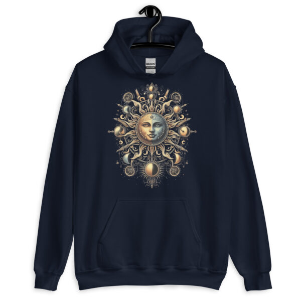 Sun Moon Tarot Mystical Design Hoodie (Black, Navy) - Image 7