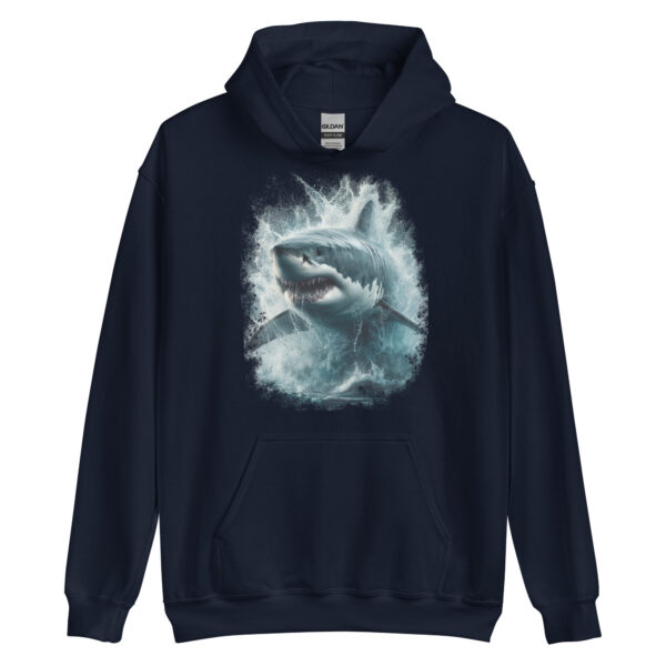 Great White Shark Detailed Art Graphic Hoodie (Black, Navy) - Image 6