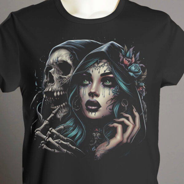 Death and Beauty Goth Graphic Art T-Shirt